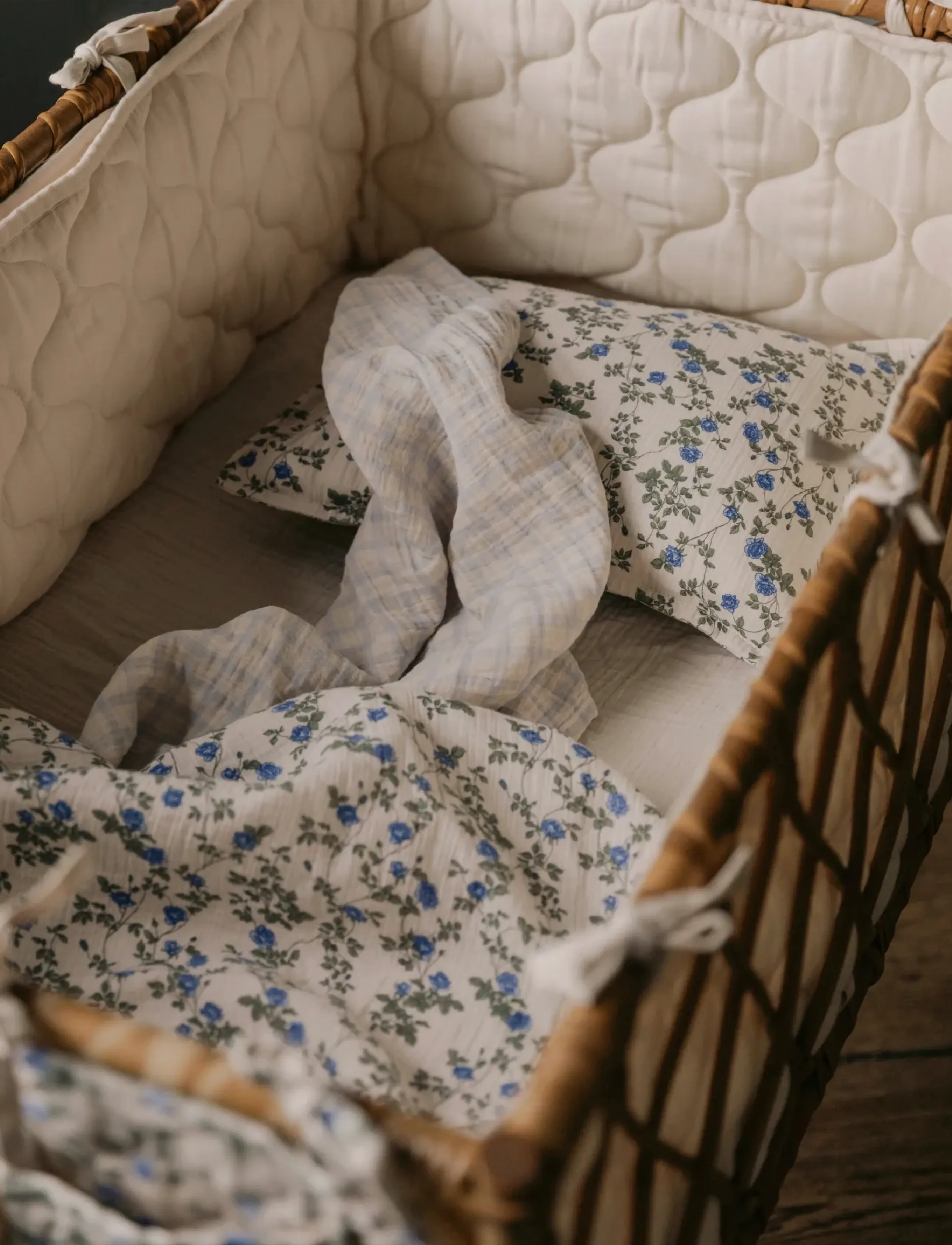 Garbo&Friends Muslin Bed Set Junior, 100X130/ 35X55 Cm, Dainty, 100X140/40X45XM, Sleep Time, Blau - Sets, Kinder