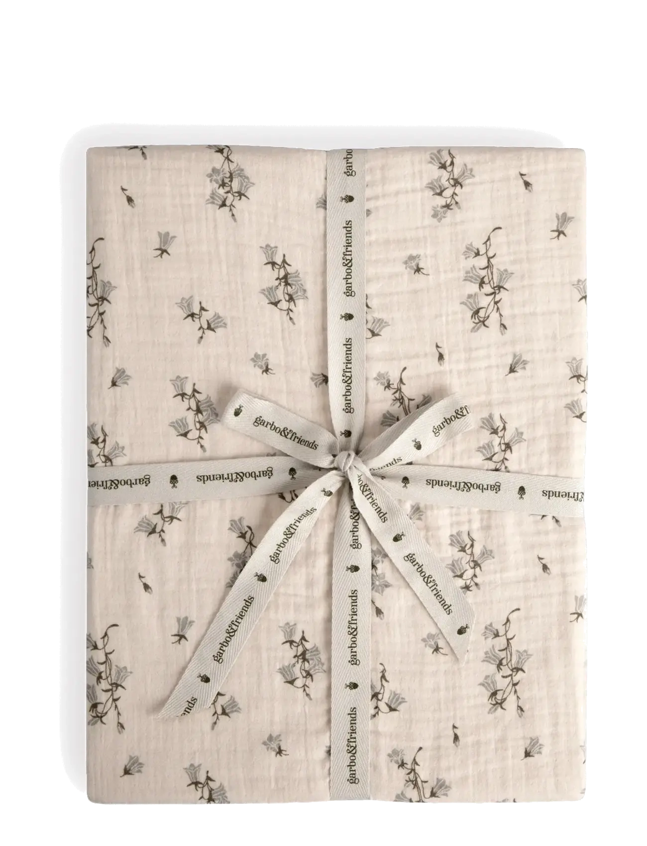 Garbo&Friends Muslin Fitted Sheet Junior, 60x120x20 cm, Jardim - Garbo&Friends - BLUEBELL / cream