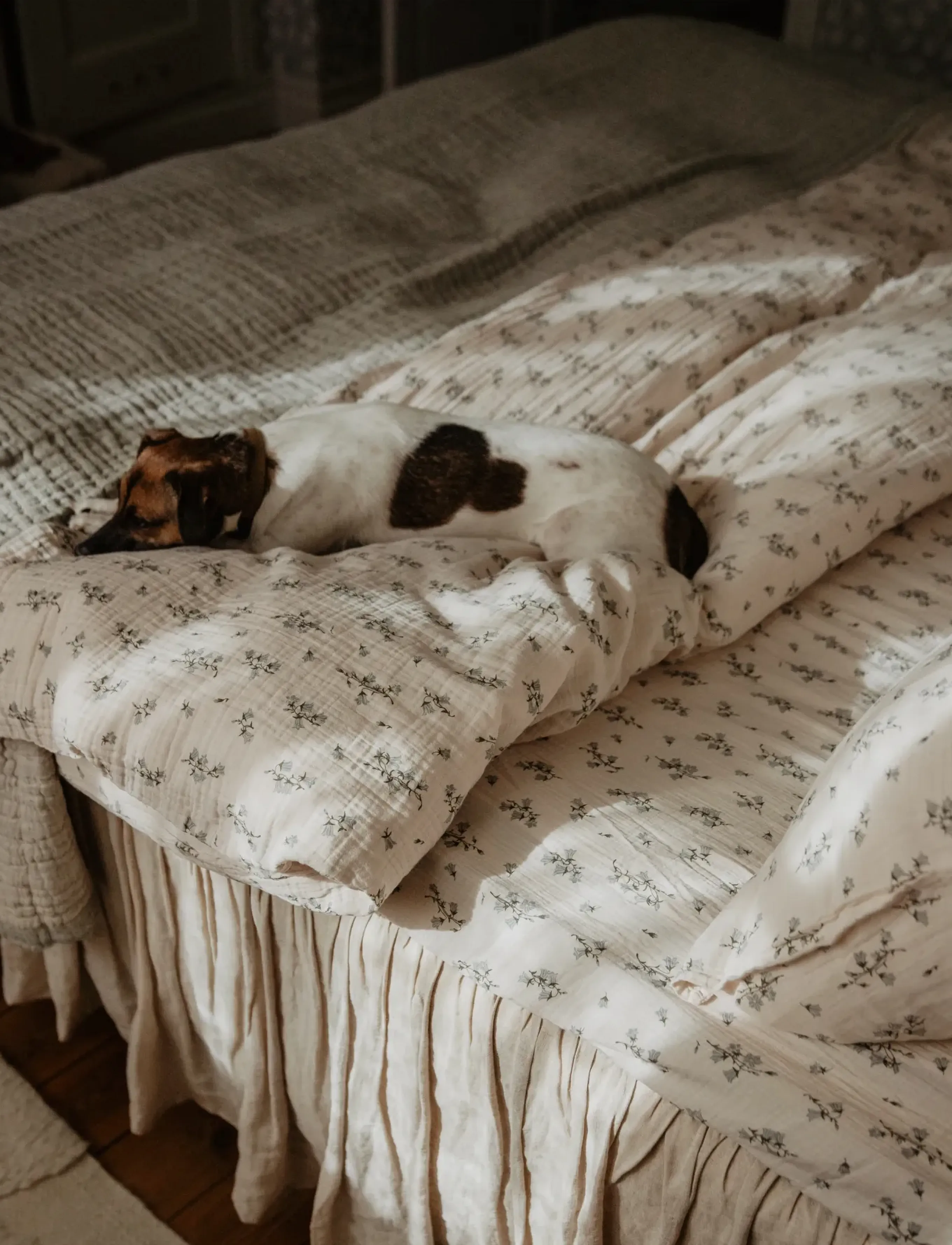Garbo&Friends Muslin Fitted Sheet Double, 180X200X30 Cm, Bluebell, cm, Sleep Time, Creme - Bed Sheets, Kinder