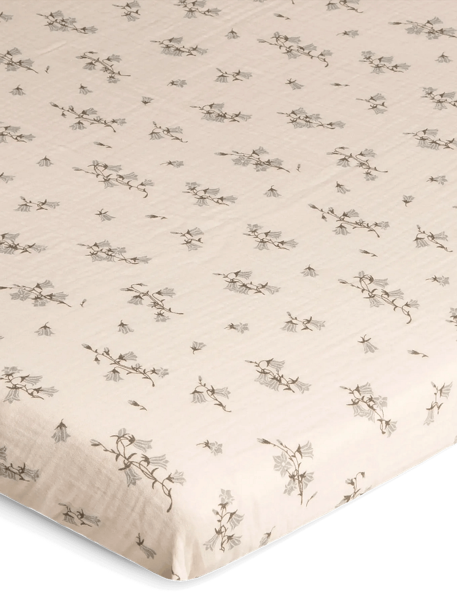 Garbo&Friends - Muslin Fitted Sheet Junior, 60x120x20 cm, Blueberry - lagner - bluebell - 4