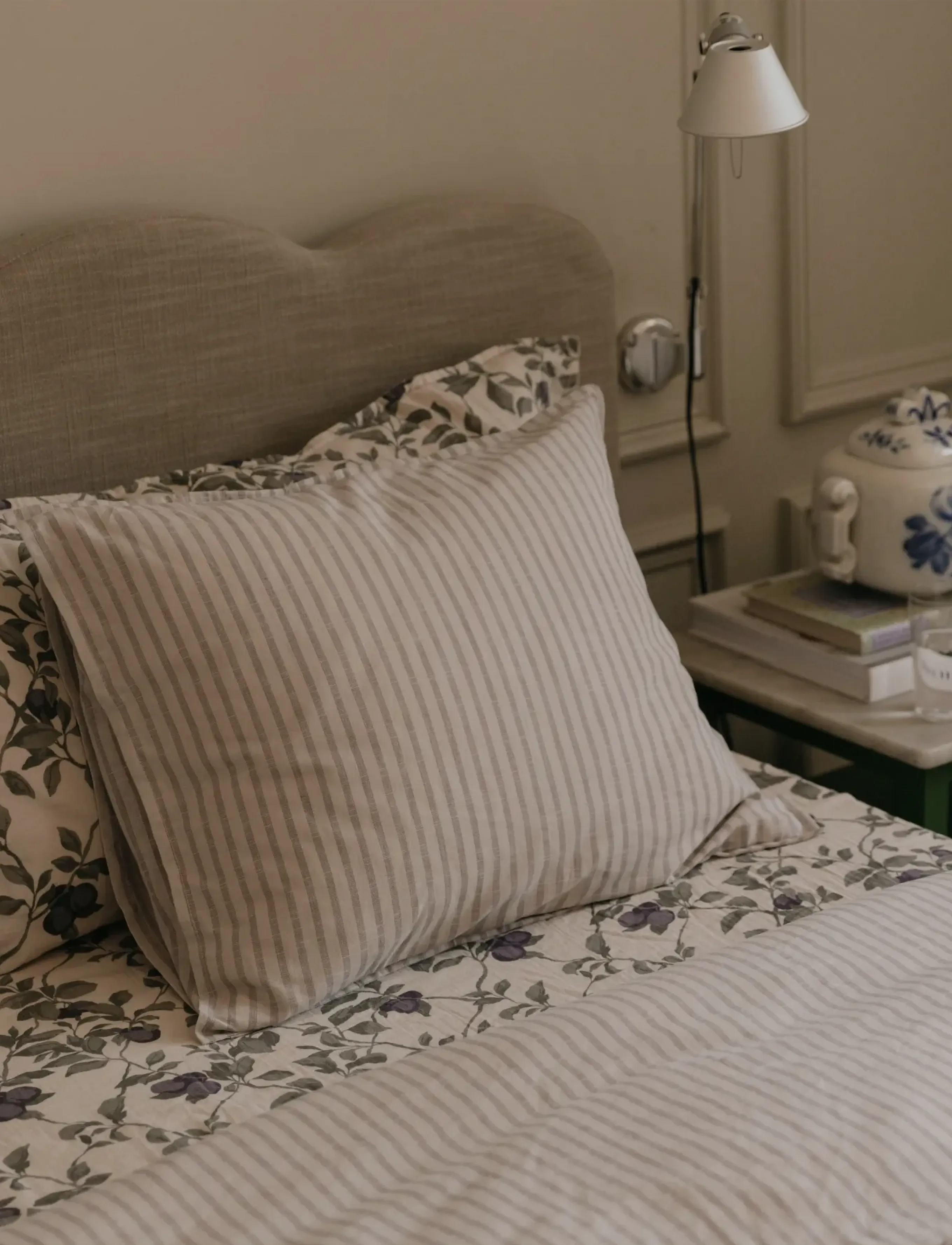 Garbo&Friends Fitted Sheet Double, 180X200X30 Cm, Stripe Mauve, cm/71X78X12INCH, Sleep Time, Creme - Bed Sheets, Kinder