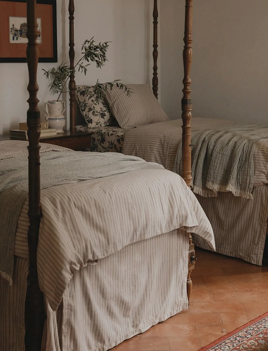 Garbo&Friends - Fitted Sheet Double, 180x200x30 cm, Stripe Mauve - bettlaken - stripe mauve - 3