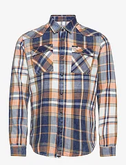 Garcia - men`s shirt ls - koszule w kratkę - orange - 0