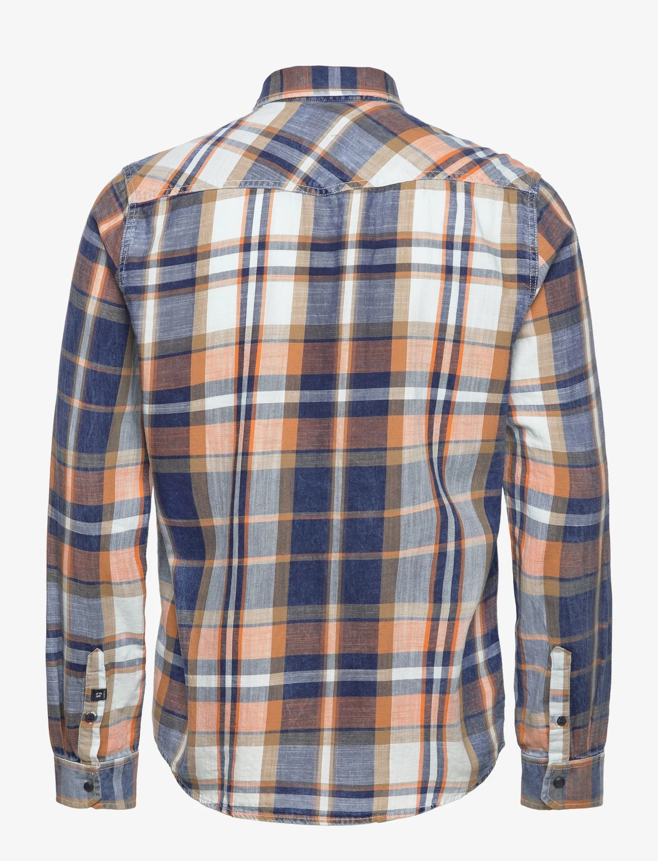 Garcia - men`s shirt ls - rutiga skjortor - orange - 1