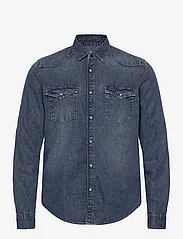 Garcia - men`s shirt ls - avslappede skjorter - blue - 0