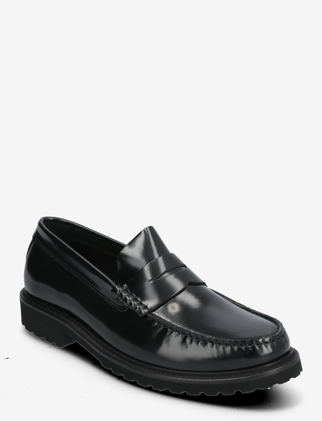 Garment Project - Penny Loafer - Black Polido Leather - spring shoes - black - 0