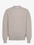 Round Neck Knit - Light Grey - LIGHT GREY