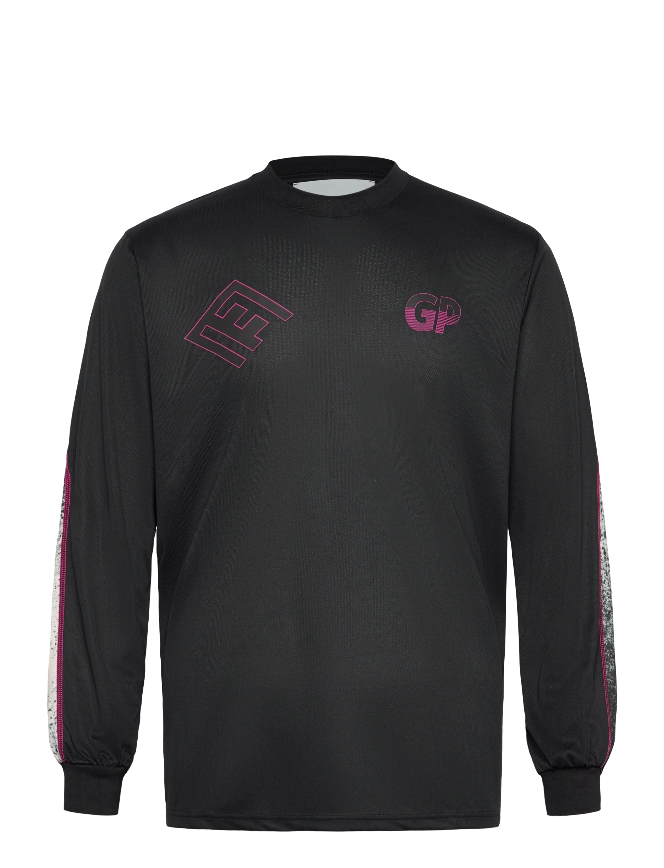 Garment Project Technical Long Sleeved Tee - Black - T-paidat - BLACK/GREY A.O.P. / black