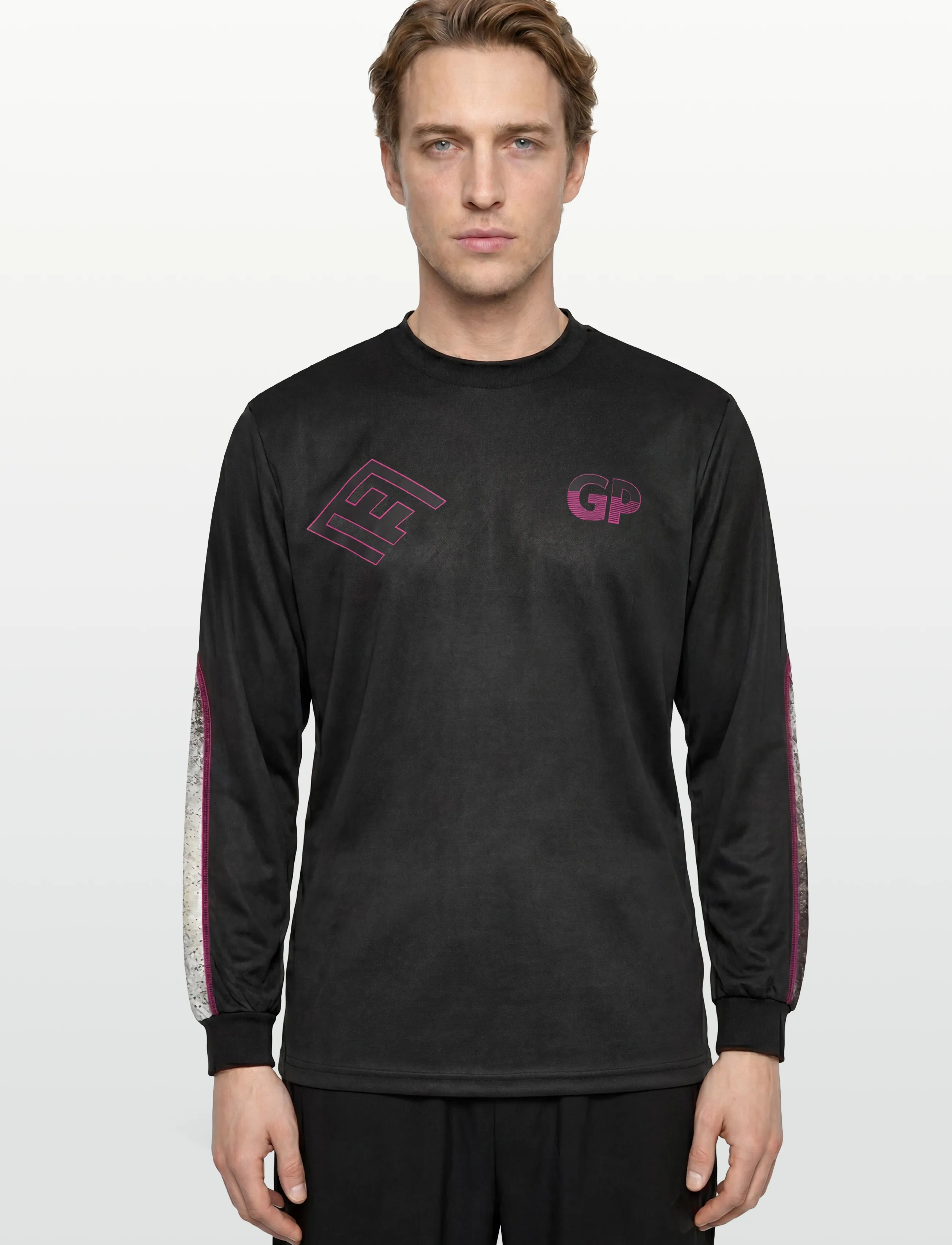 Garment Project - Technical Long Sleeved Tee - Black - birthday gifts - black/grey a.o.p. - 5
