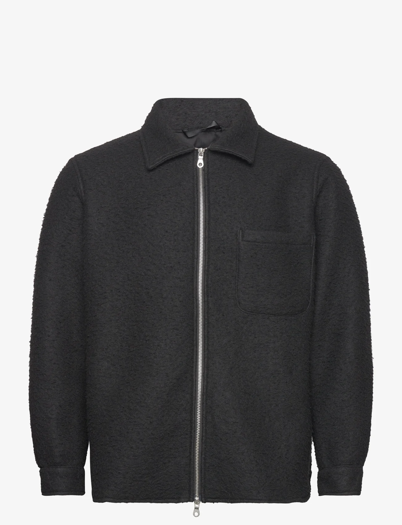 Garment Project - Teddy Unlined Jacket - wełniane kurtki - 999 black - 0
