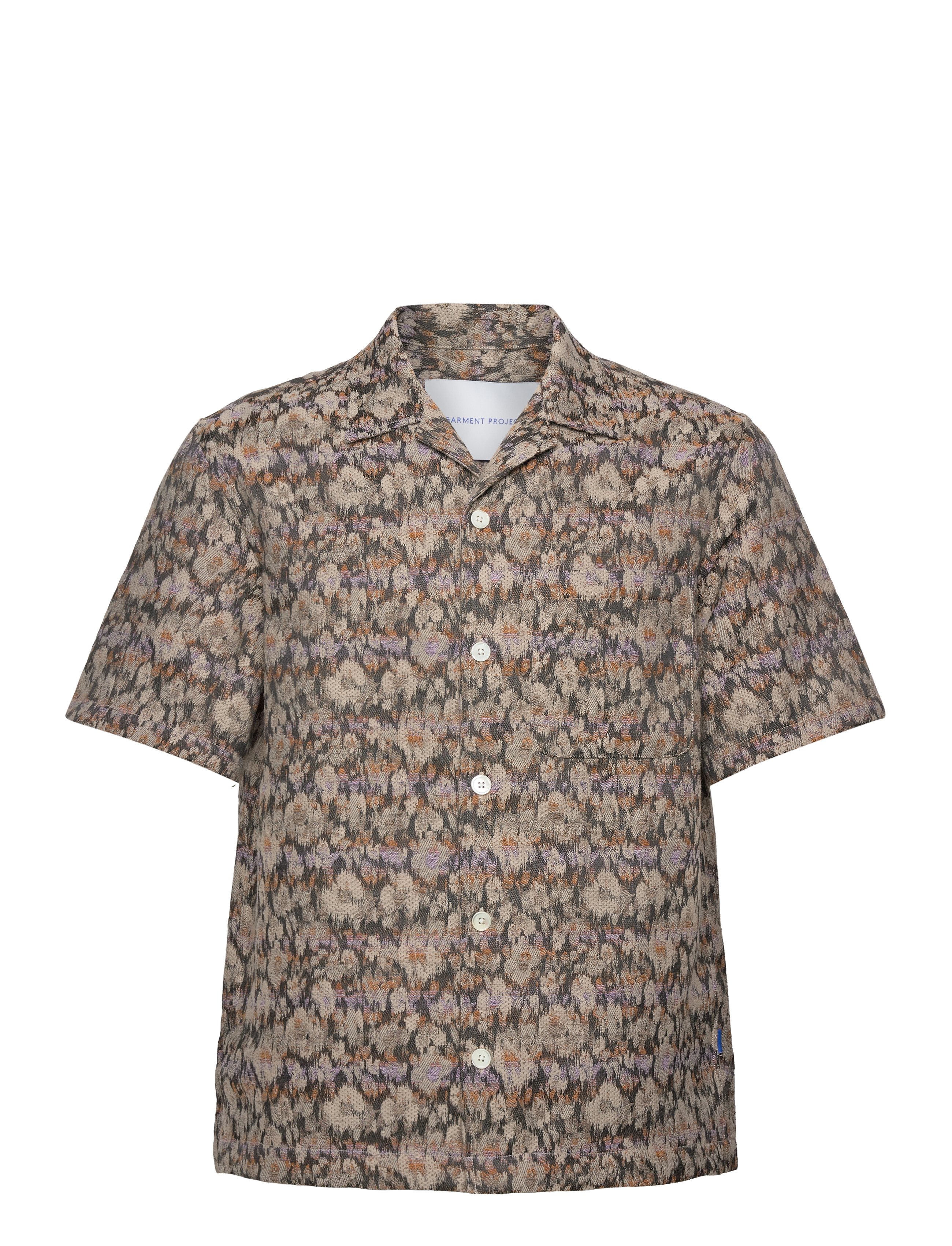 Garment Project Camp Collar Shirt - Earth Flower - Kortærmede skjorter - EARTH / brown