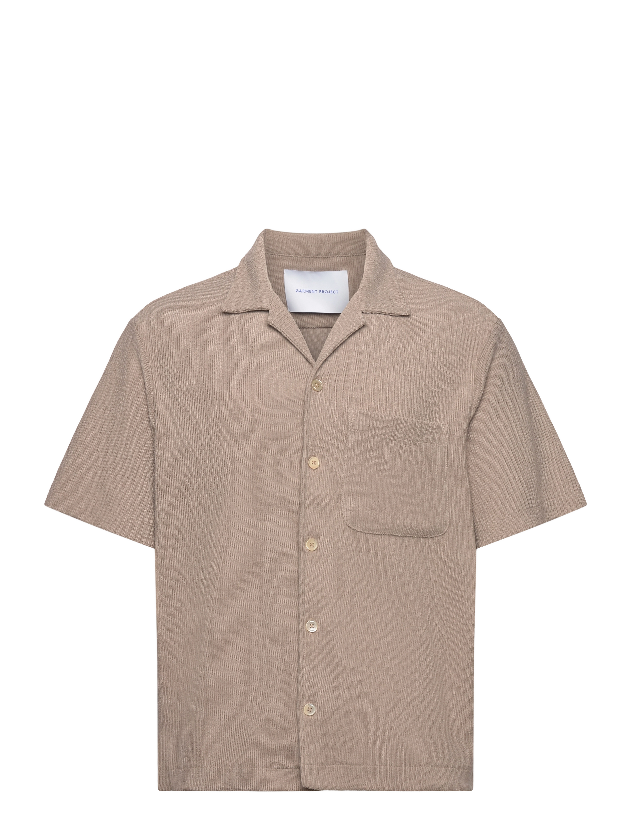 Garment Project Camp Collar Shirt - Earth Knit - Kläder - EARTH / beige