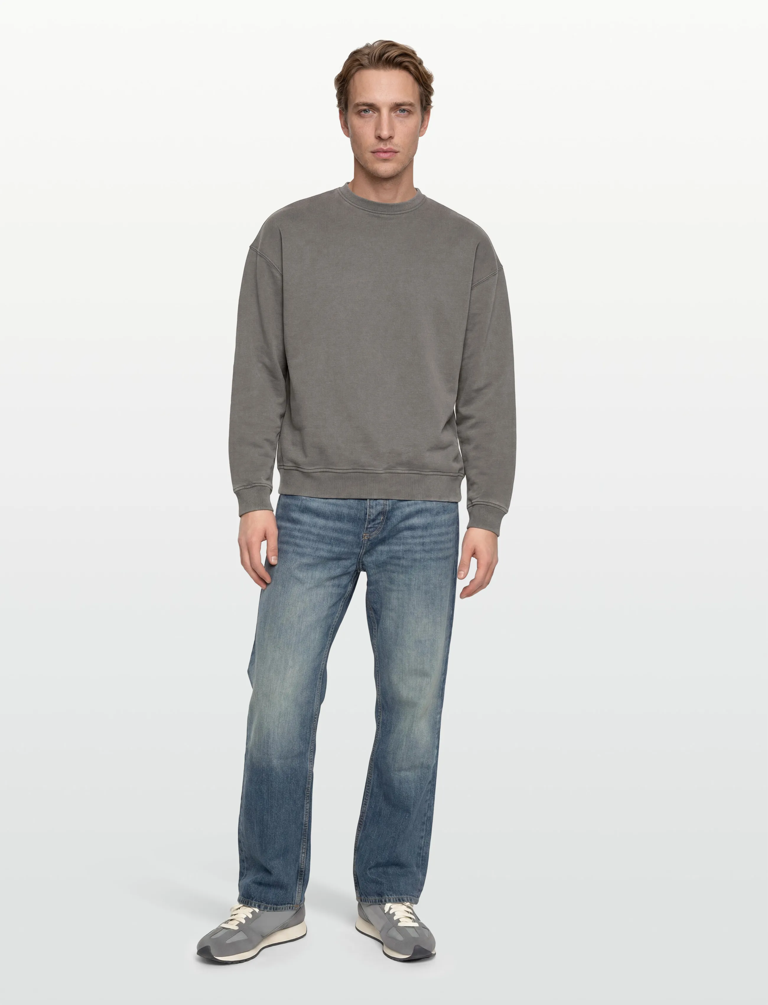 Garment Project Gp Drop Shoulder Crew Neck Sweat -, M, Grey, Sweatshirts & Hættetrøjer > Sweatshirts, Herre
