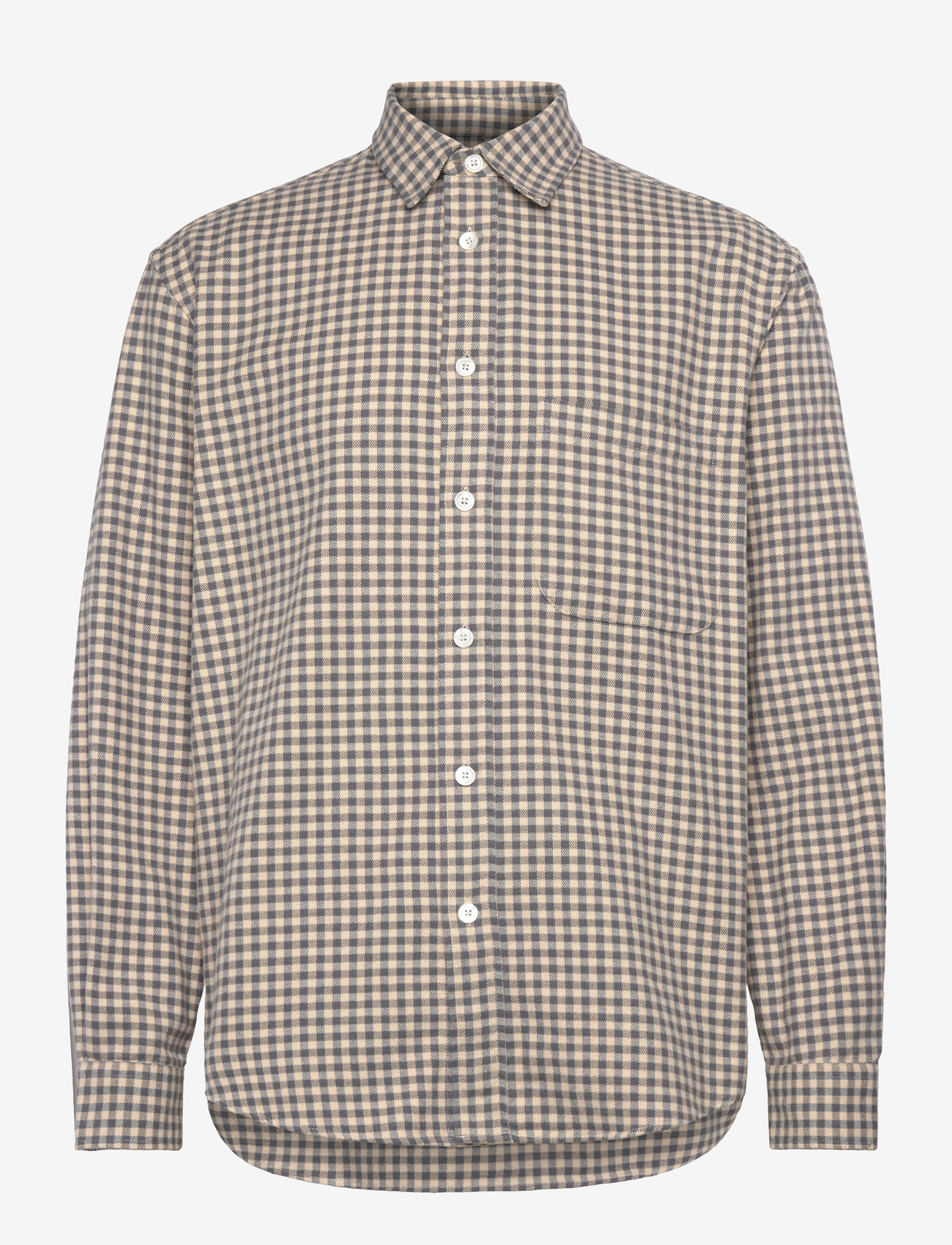 Garment Project - Relaxed Long Sleeved Shirt - Grey/B - karierte hemden - grey - 0