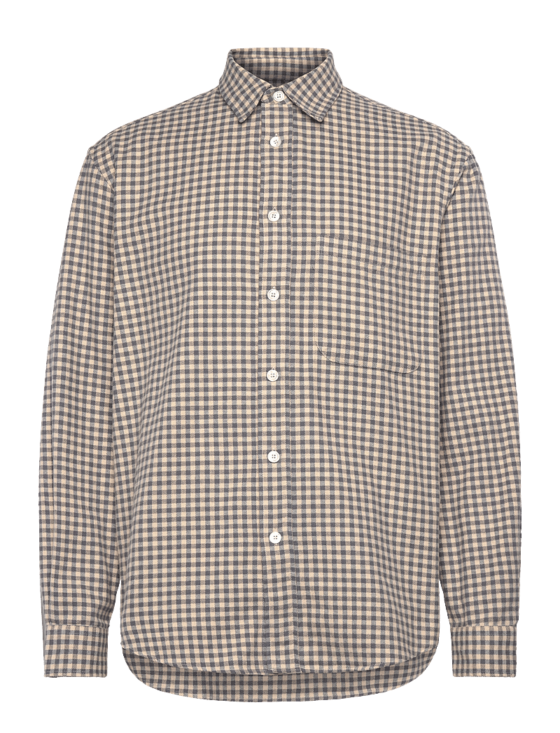 Garment Project - Relaxed Long Sleeved Shirt - Grey/B - karierte hemden - grey - 0
