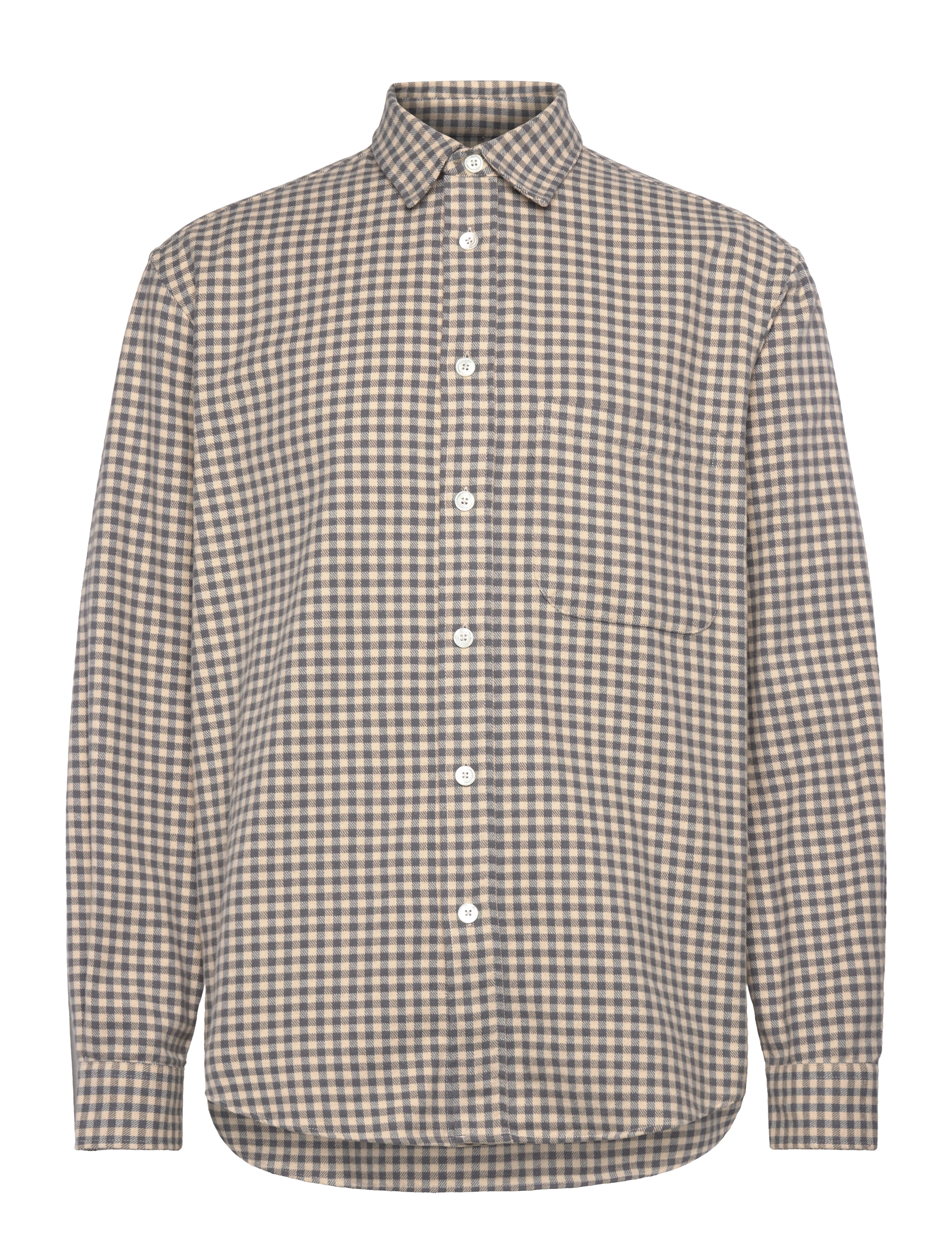 Garment Project Relaxed Long Sleeved Shirt - Grey/B - Skjorter - GREY / beige