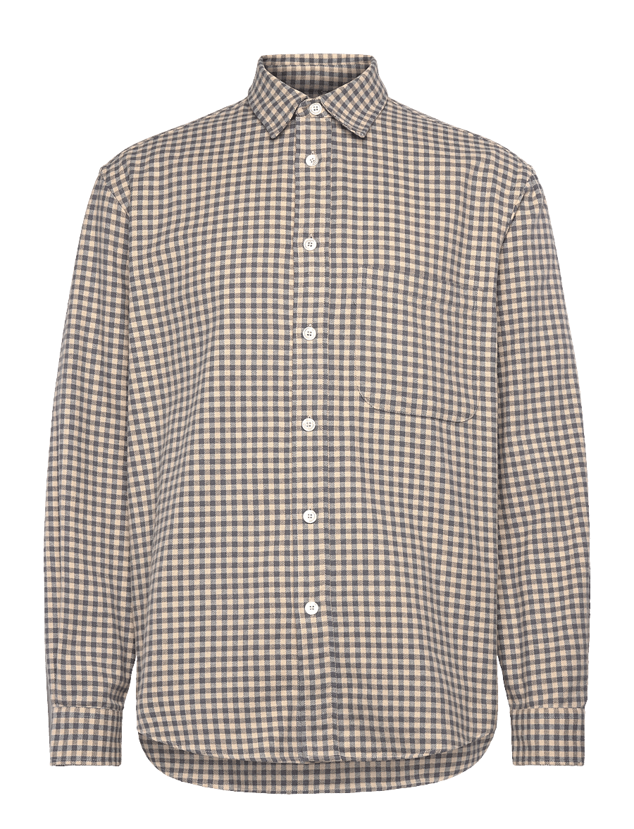 Garment Project - Relaxed Long Sleeved Shirt - Grey/B - rūtaini krekli - grey - 1