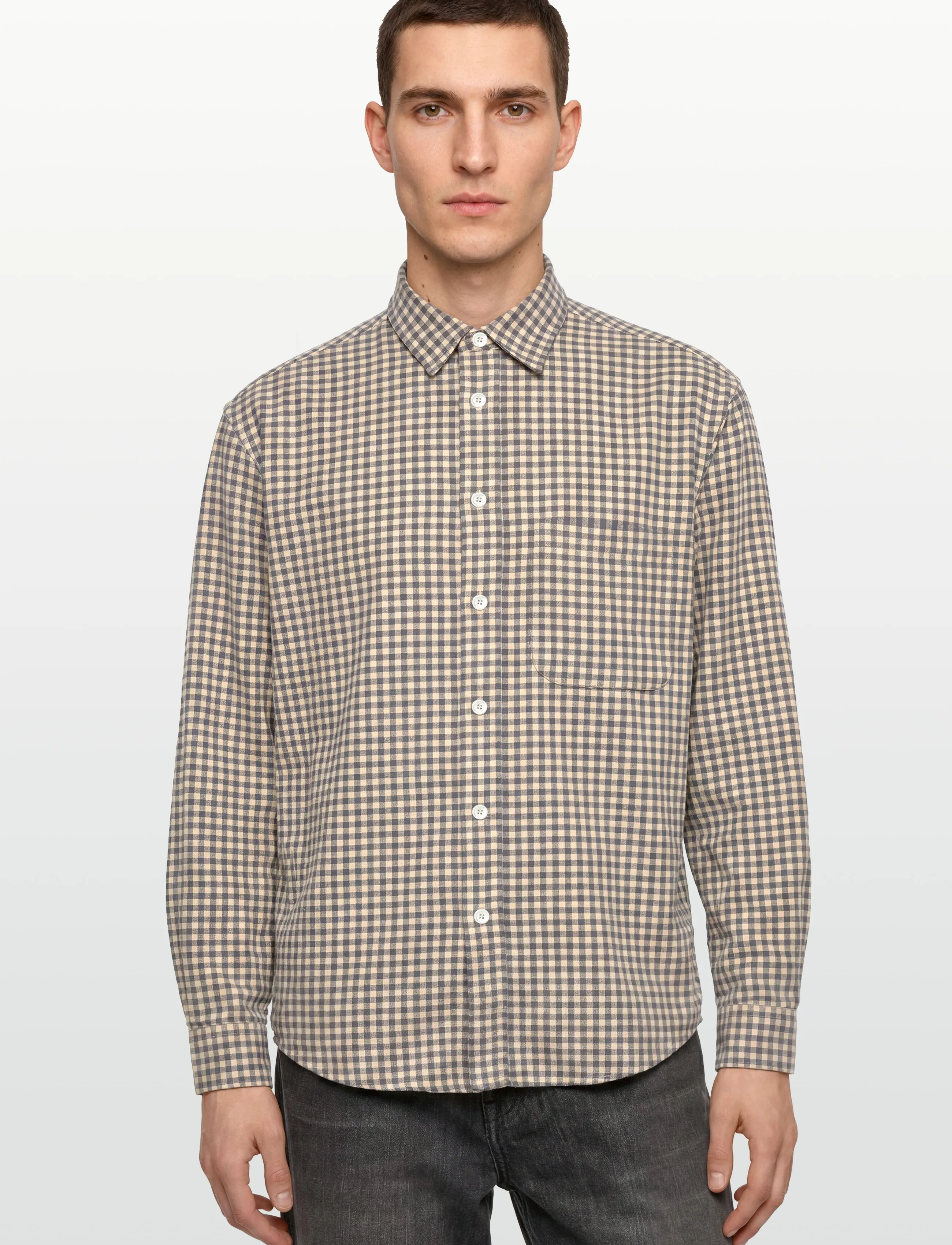 Garment Project - Relaxed Long Sleeved Shirt - Grey/B - men - grey - 3