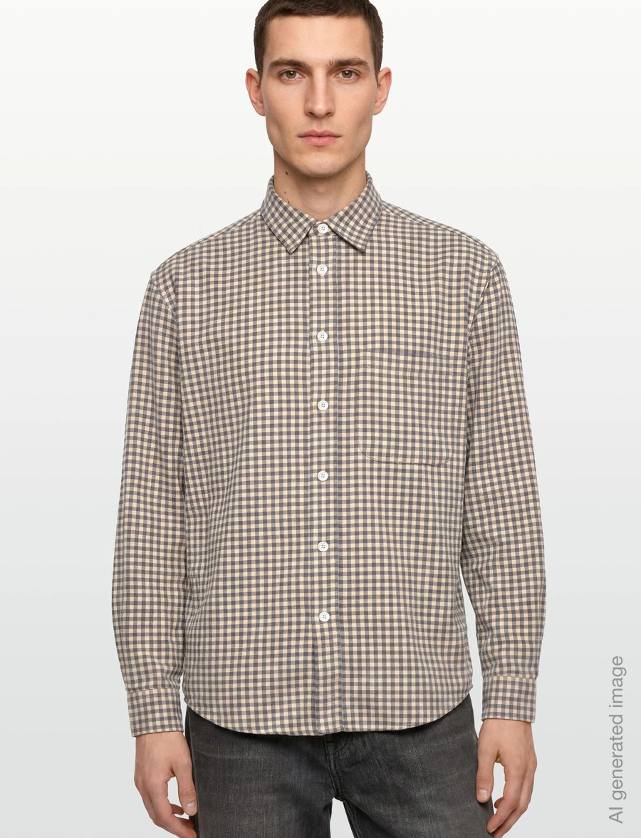 Garment Project - Relaxed Long Sleeved Shirt - Grey/B - rūtaini krekli - grey - 3