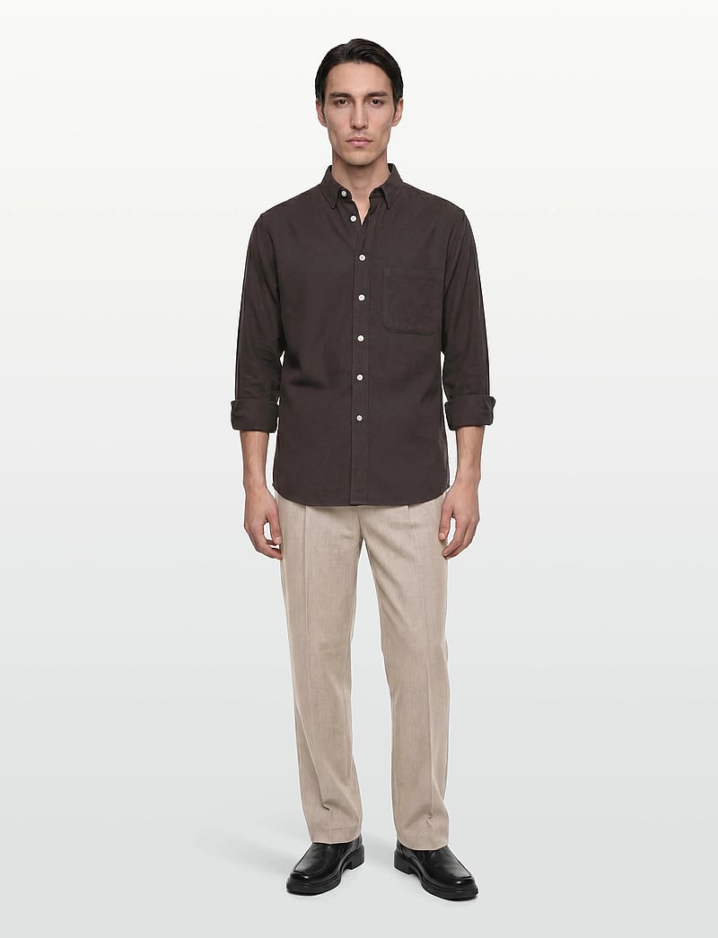 Garment Project - Relaxed Long Sleeved Shirt - Dark B - flannel-skjorter - brown - 0