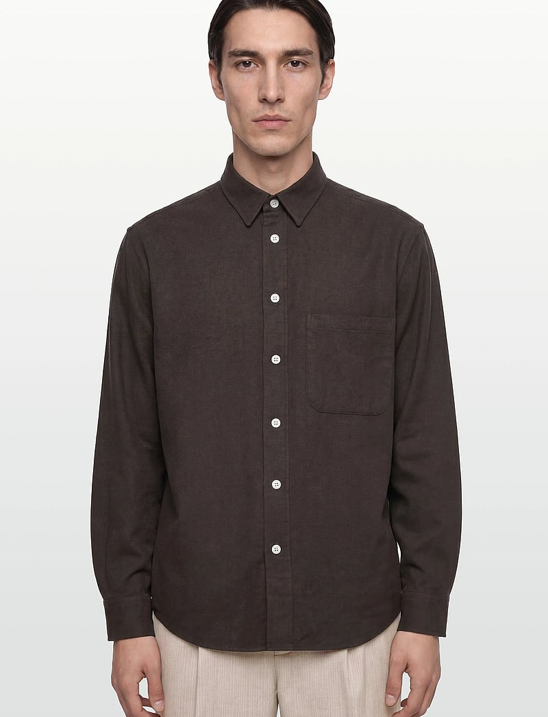 Garment Project - Relaxed Long Sleeved Shirt - Dark B - flannel-skjorter - brown - 3