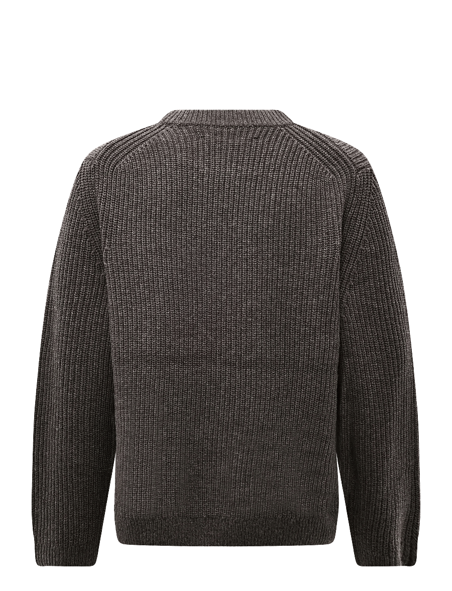 Garment Project - Boxy Wool Knit - Dark Taupe Melange - rundhalsad - taupe - 1