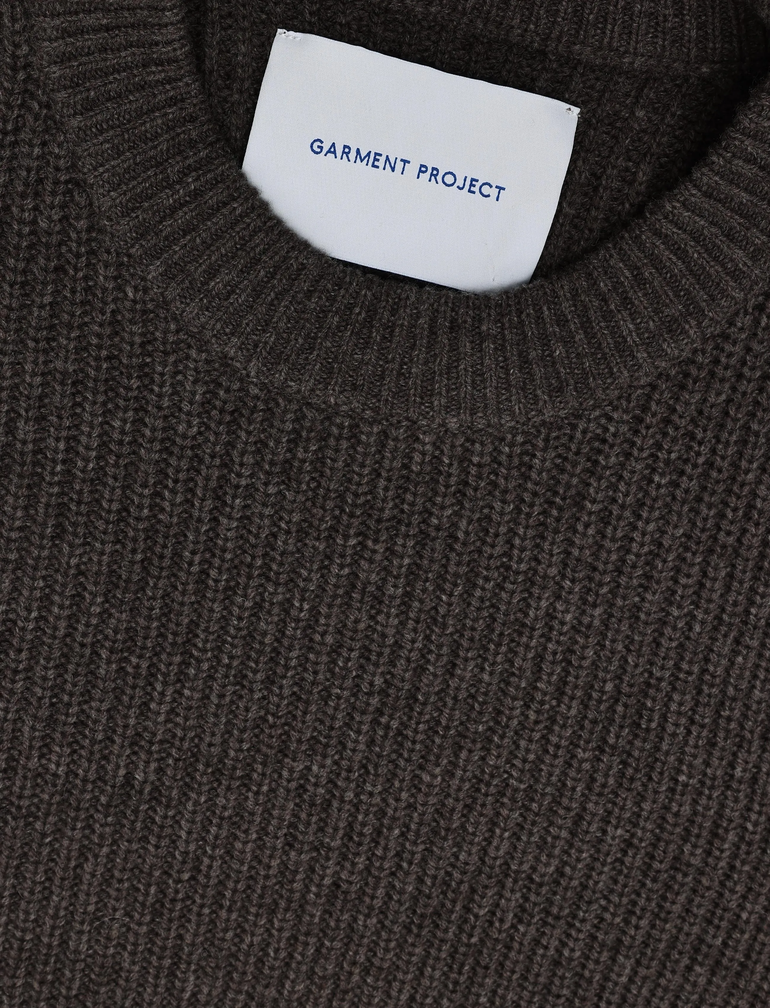 Garment Project - Boxy Wool Knit - Dark Taupe Melange - rundhalsad - taupe - 2