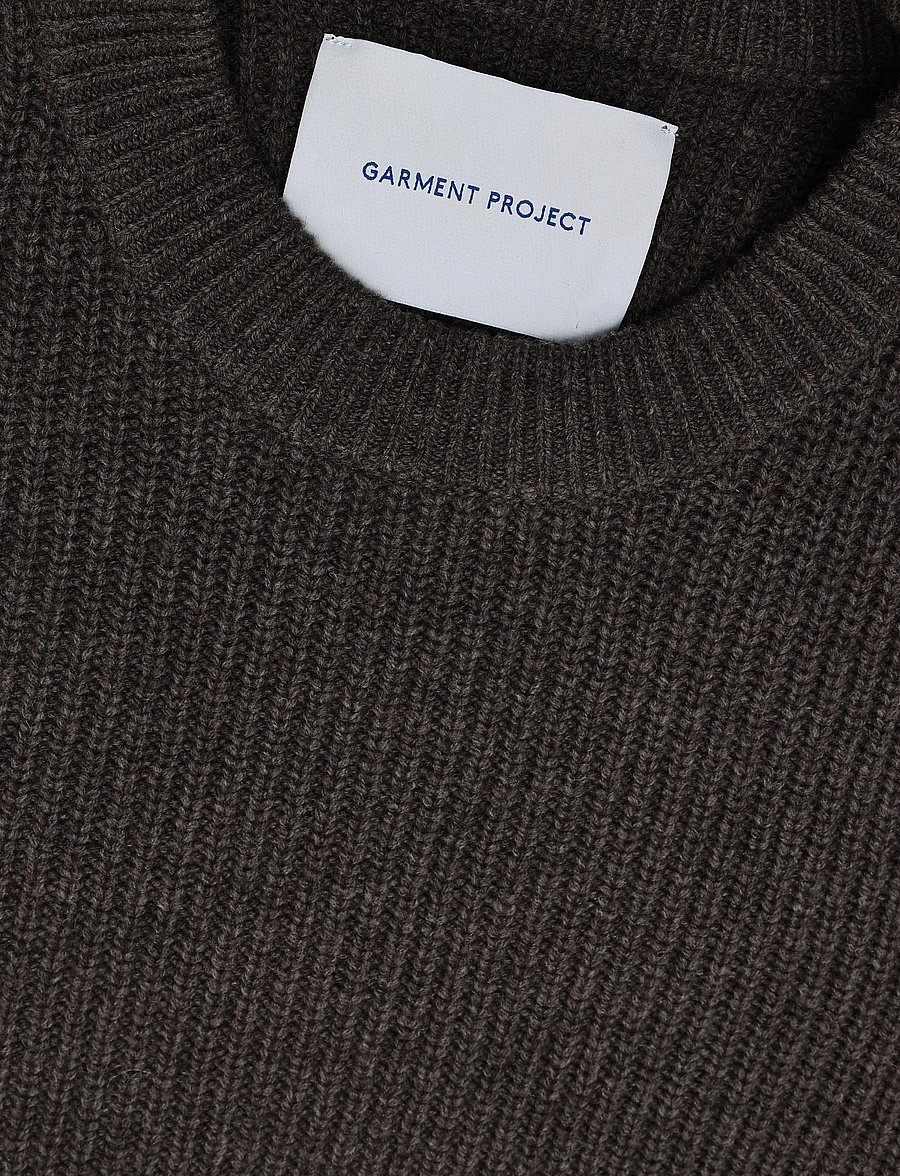 Garment Project - Boxy Wool Knit - Dark Taupe Melange - rundhalsad - taupe - 2
