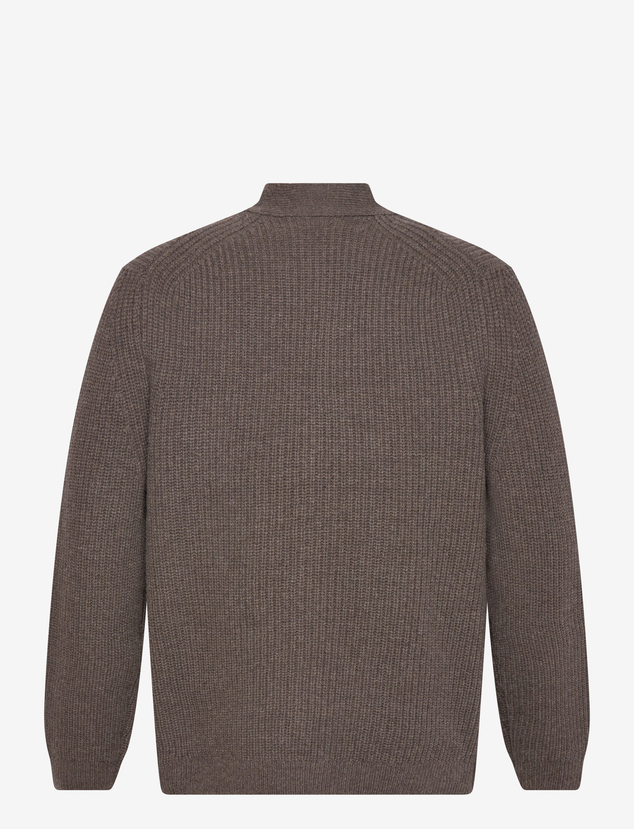 Garment Project - Wool Knit Cardigan - Dark Taupe Mel - koftor - taupe - 1