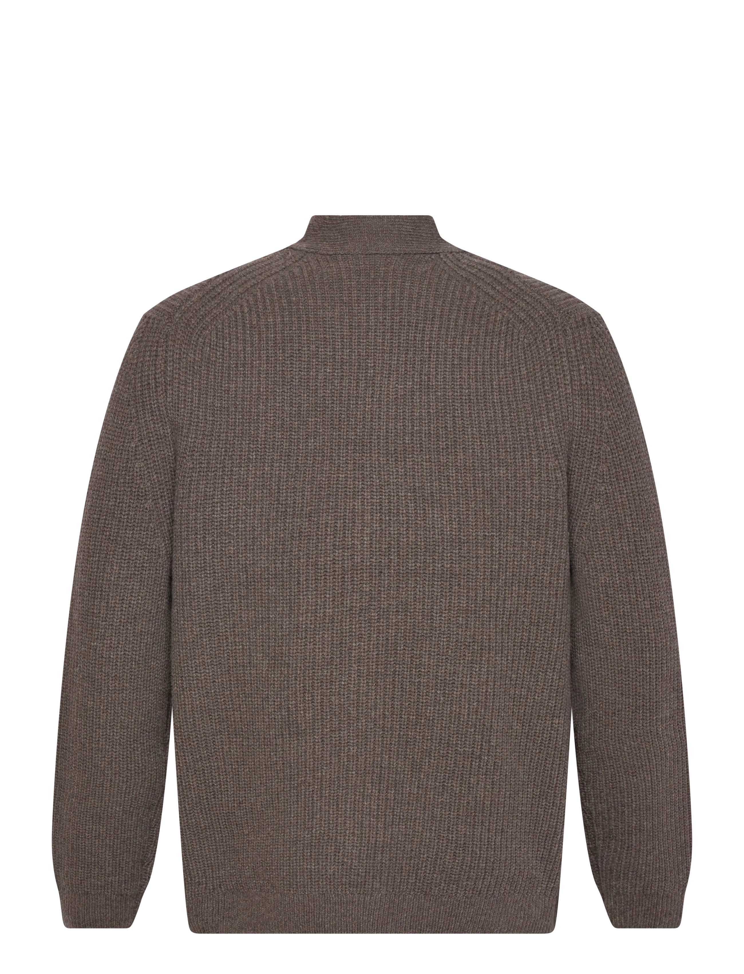 Garment Project - Wool Knit Cardigan - Dark Taupe Mel - cardigans - taupe - 2