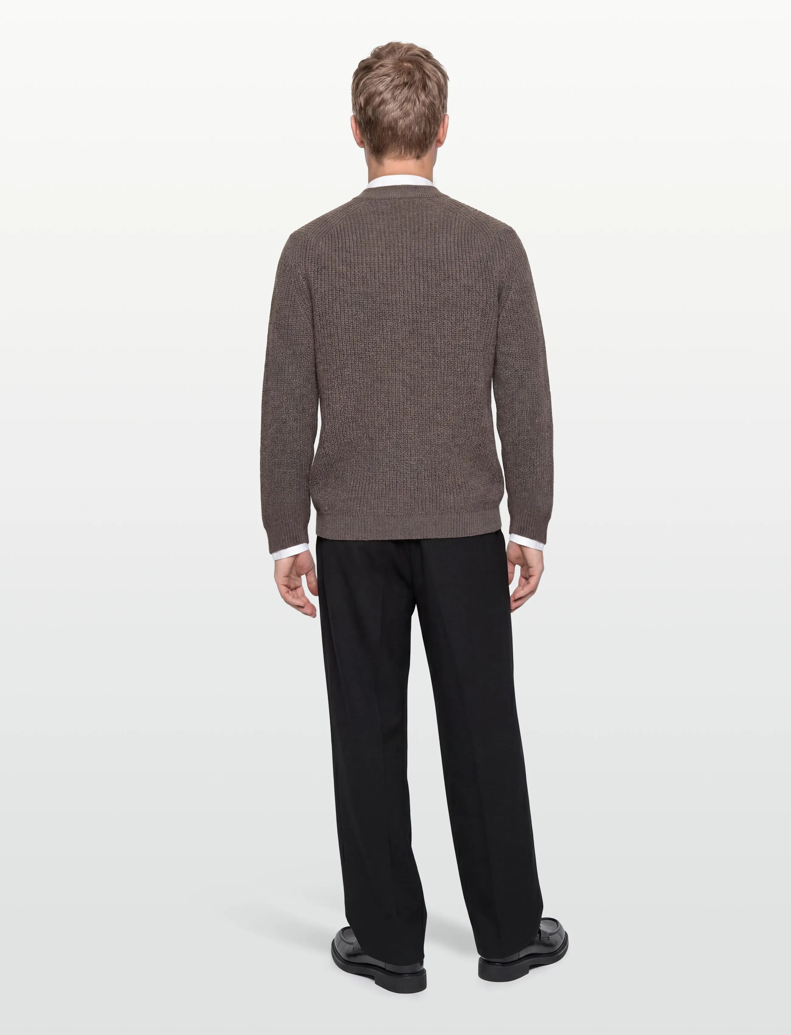 Garment Project - Wool Knit Cardigan - Dark Taupe Mel - cardigans - taupe - 4