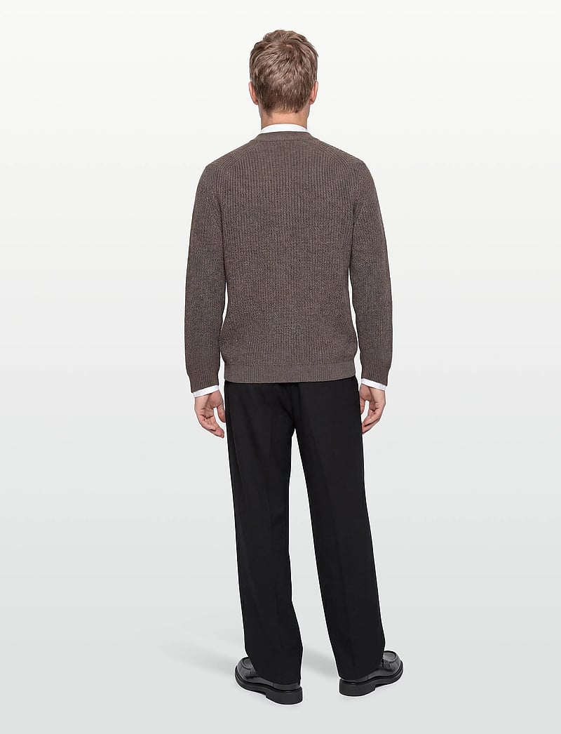 Garment Project - Wool Knit Cardigan - Dark Taupe Mel - kardiganai - taupe - 4