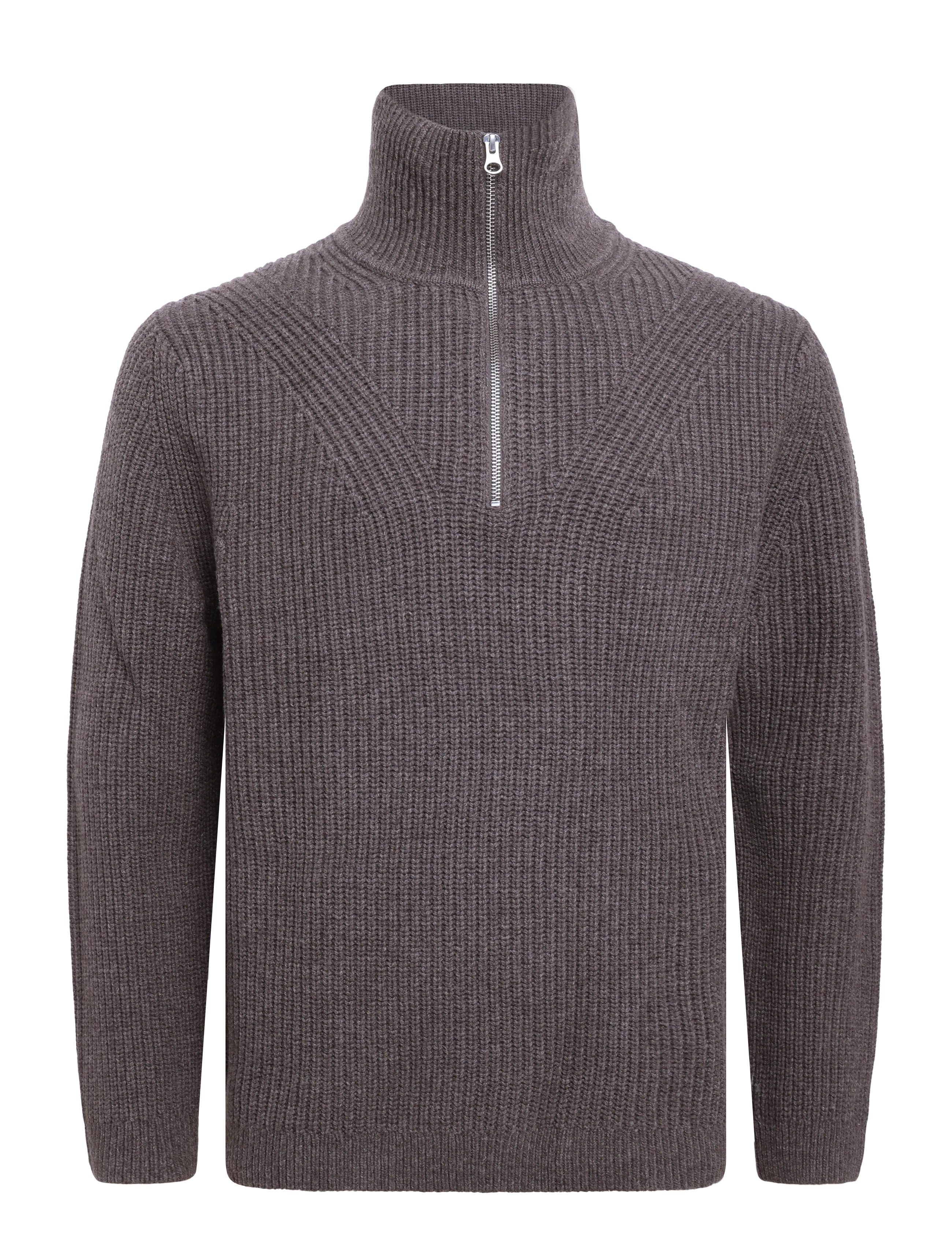 Garment Project Half Zip Wool Knit - Dark Taupe Mel - Tøj - TAUPE / brown