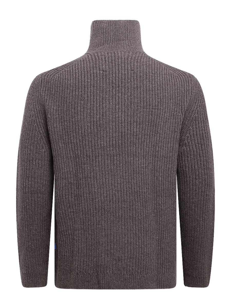 Garment Project - Half Zip Wool Knit - Dark Taupe Mel - halfzip strik - taupe - 1