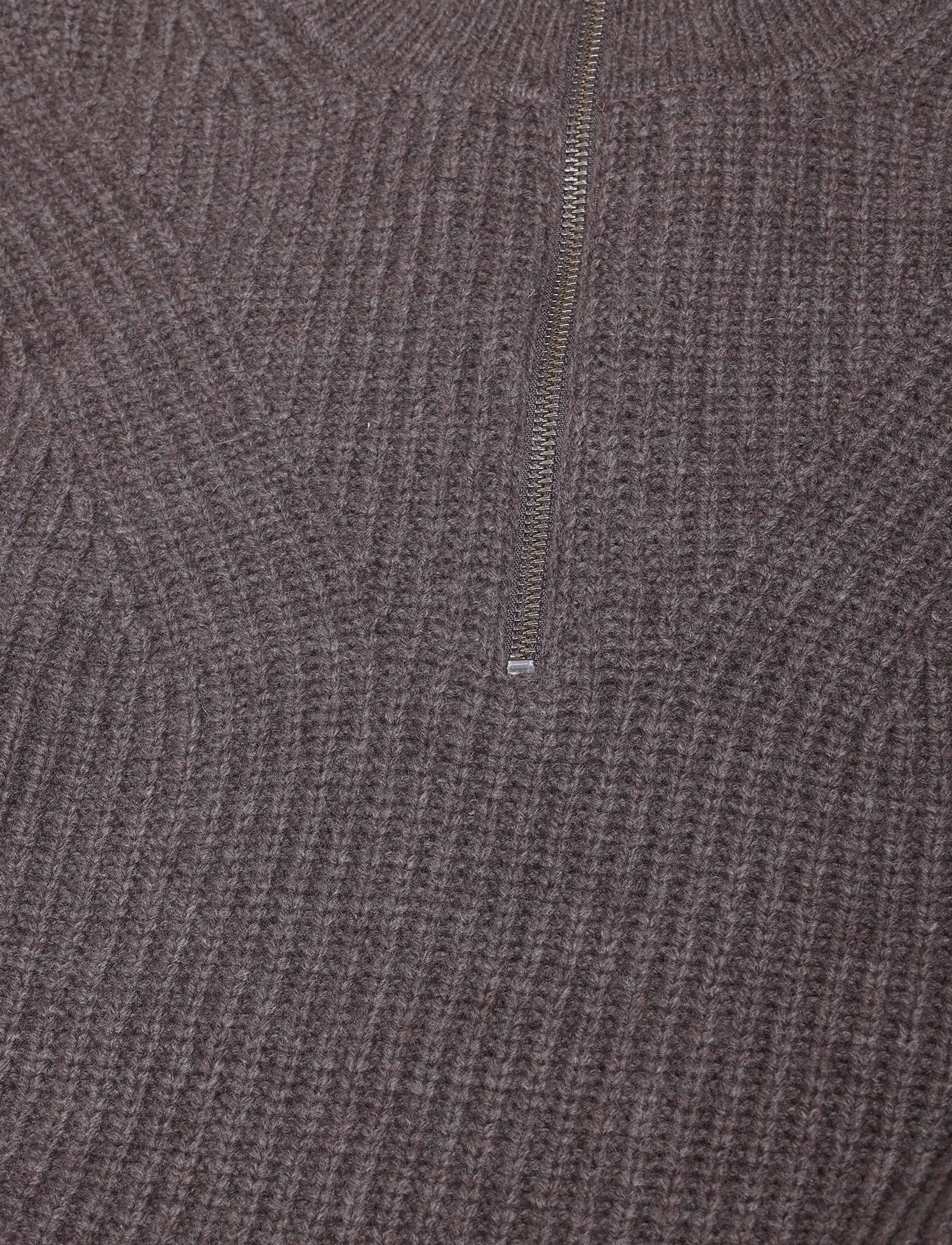 Garment Project - Half Zip Wool Knit - Dark Taupe Mel - taupe - 2