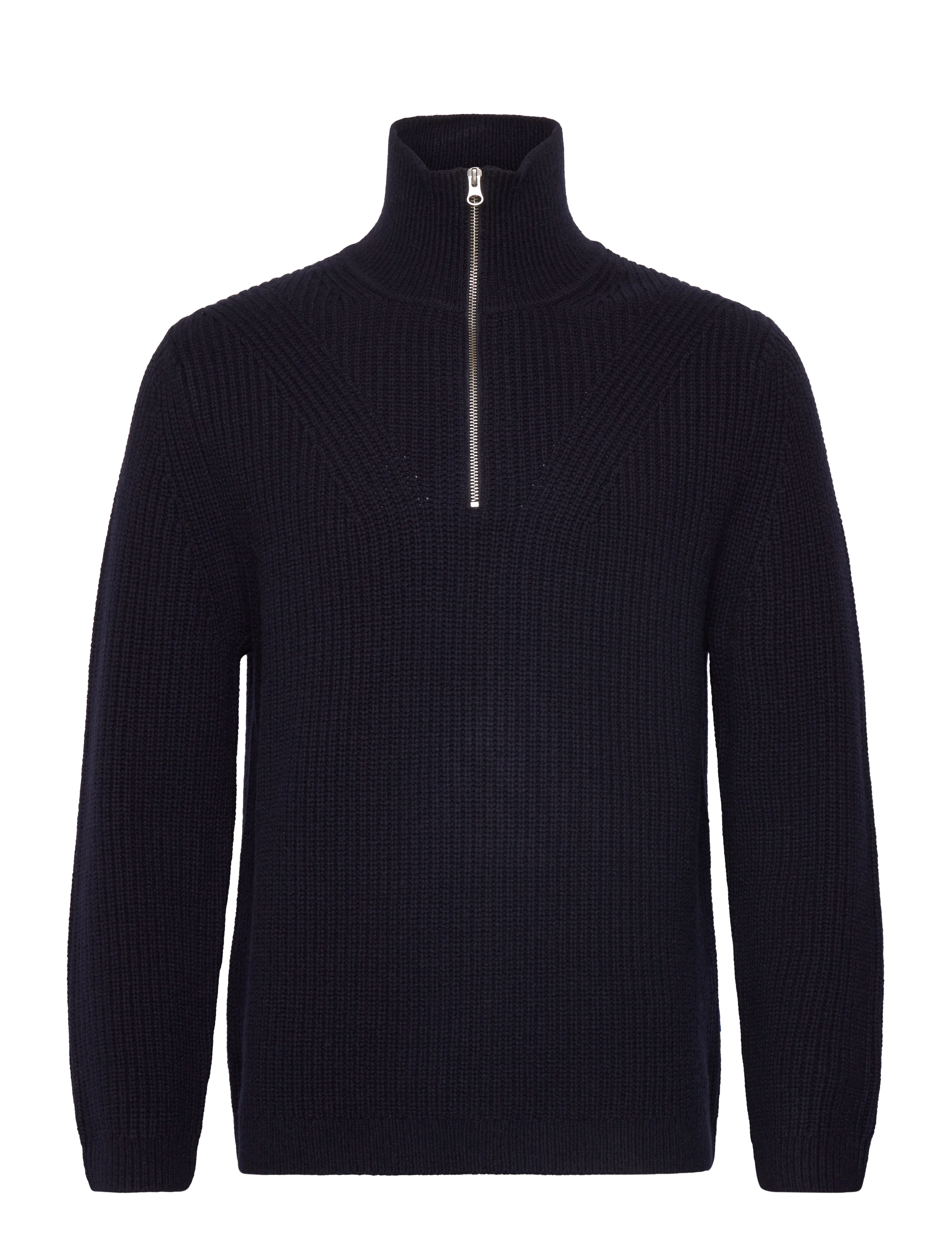 Garment Project Half Zip Wool Knit - Navy - Half zip-tröjor - NAVY / navy