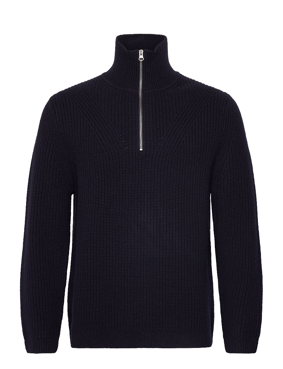 Garment Project - Half Zip Wool Knit - Navy - half zip-tröjor - navy - 0