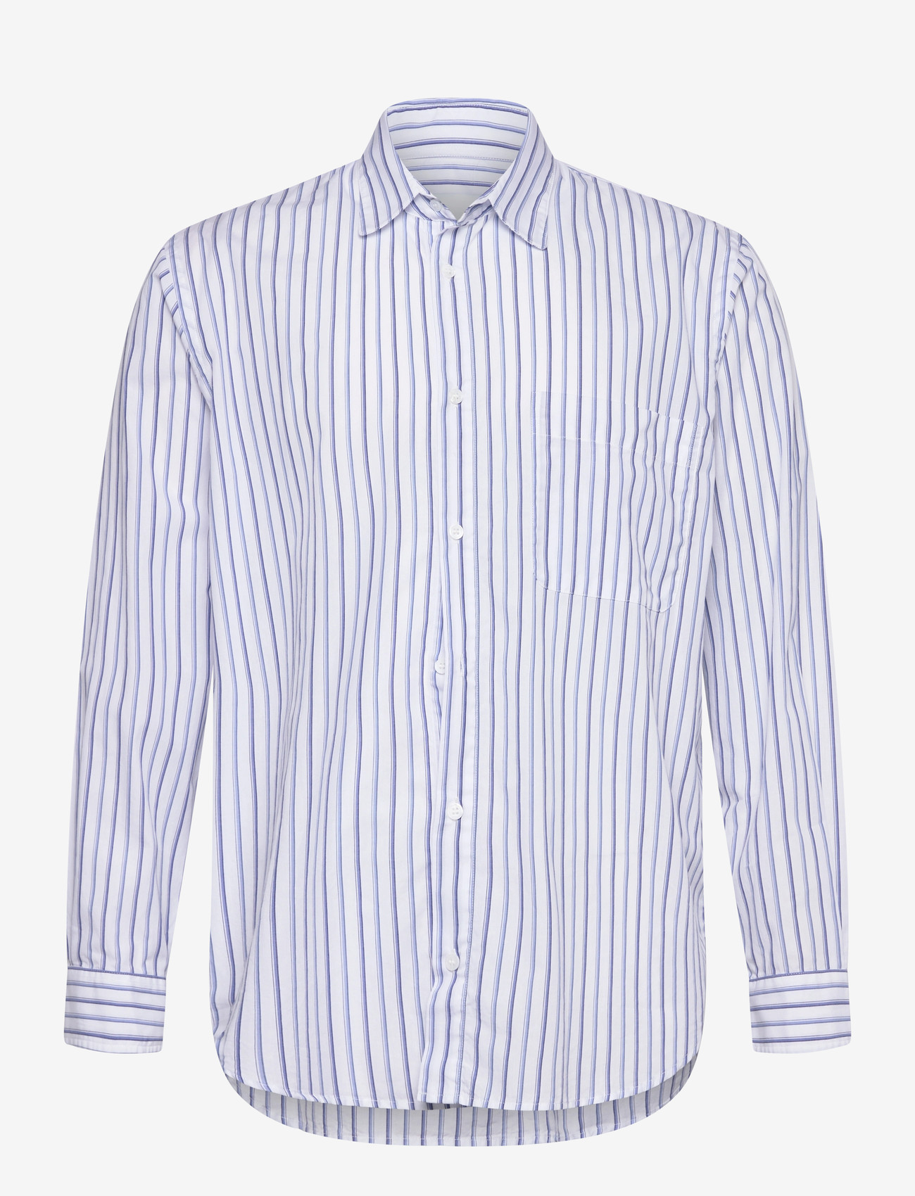 Garment Project - Relaxed Long Sleeved Shirt - White - striped shirts - white - 0