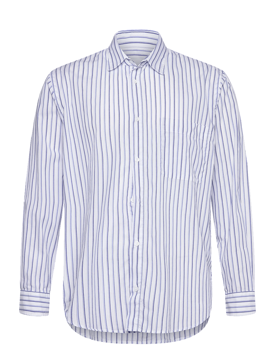 Garment Project - Relaxed Long Sleeved Shirt - White - striped shirts - white - 1