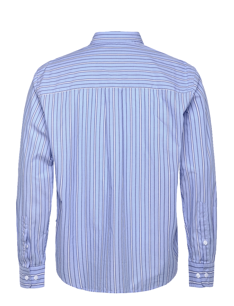 Garment Project - Relaxed Long Sleeved Shirt - Blue S - randiga skjortor - blue - 1