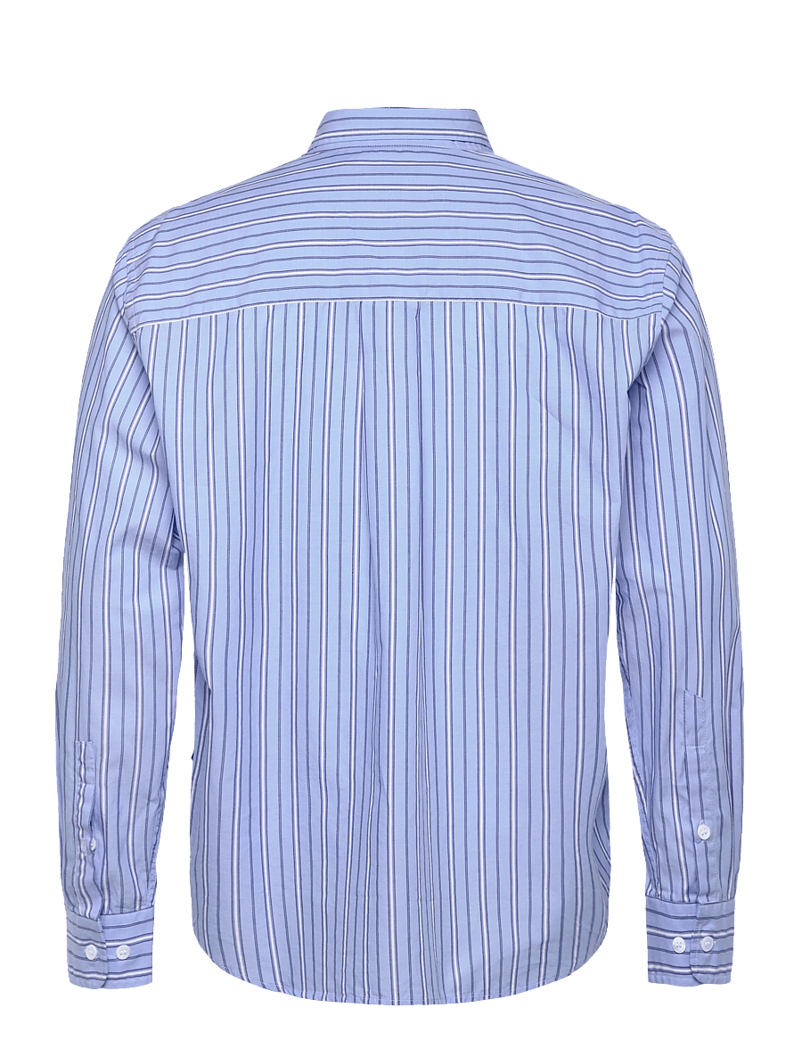 Garment Project - Relaxed Long Sleeved Shirt - Blue Striped - gestreifte hemden - blue - 2
