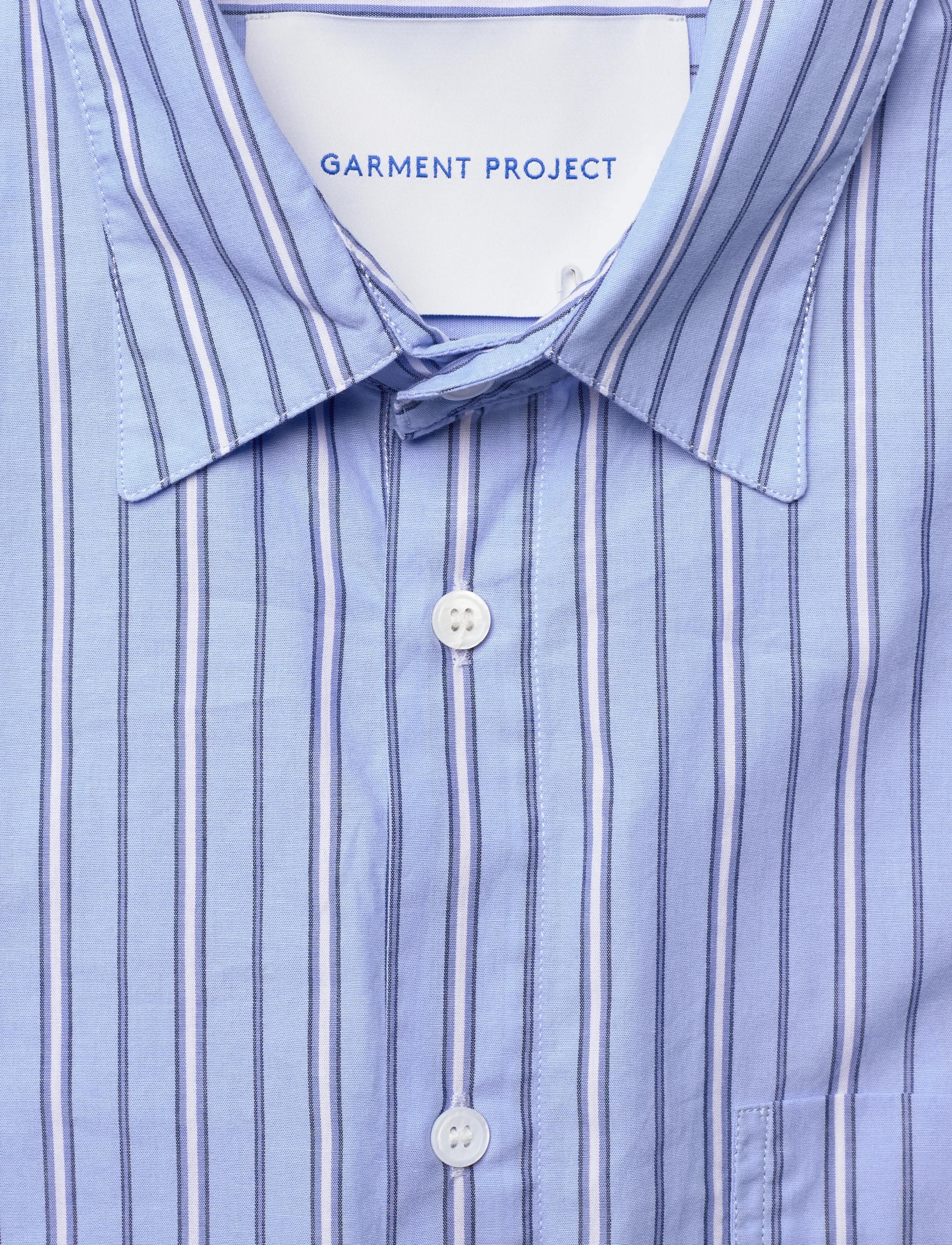 Garment Project - Relaxed Long Sleeved Shirt - Blue Striped - gestreifte hemden - blue - 5