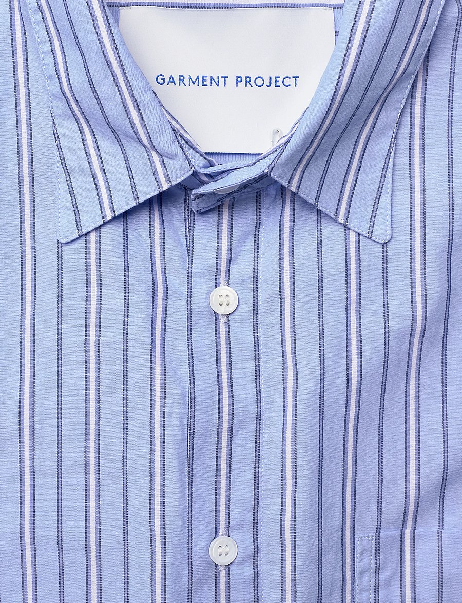 Garment Project - Relaxed Long Sleeved Shirt - Blue Striped - gestreifte hemden - blue - 5