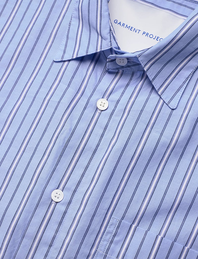 Garment Project - Relaxed Long Sleeved Shirt - Blue S - randiga skjortor - blue - 3