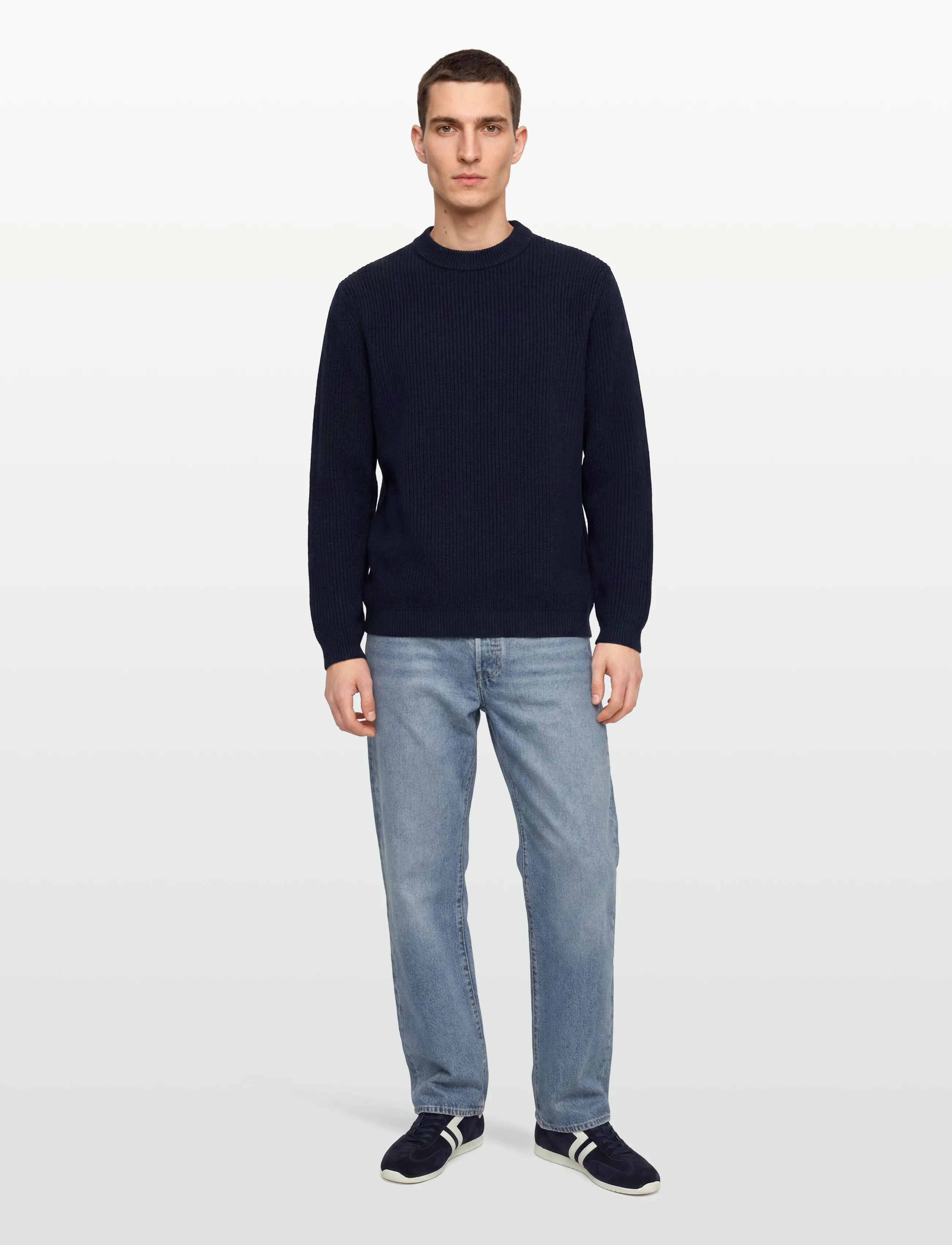Garment Project - Boxy Cotton Knit - Navy - ronde hals - navy - 0