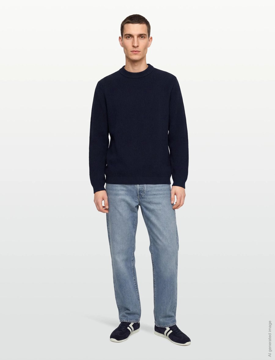 Garment Project - Boxy Cotton Knit - Navy - rundhals - navy - 0