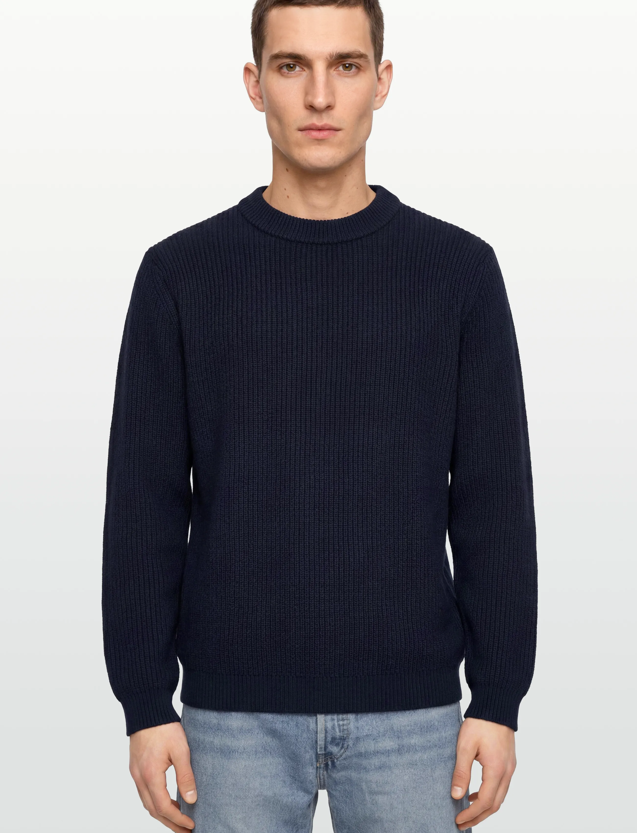 Garment Project - Boxy Cotton Knit - Navy - ronde hals - navy - 3