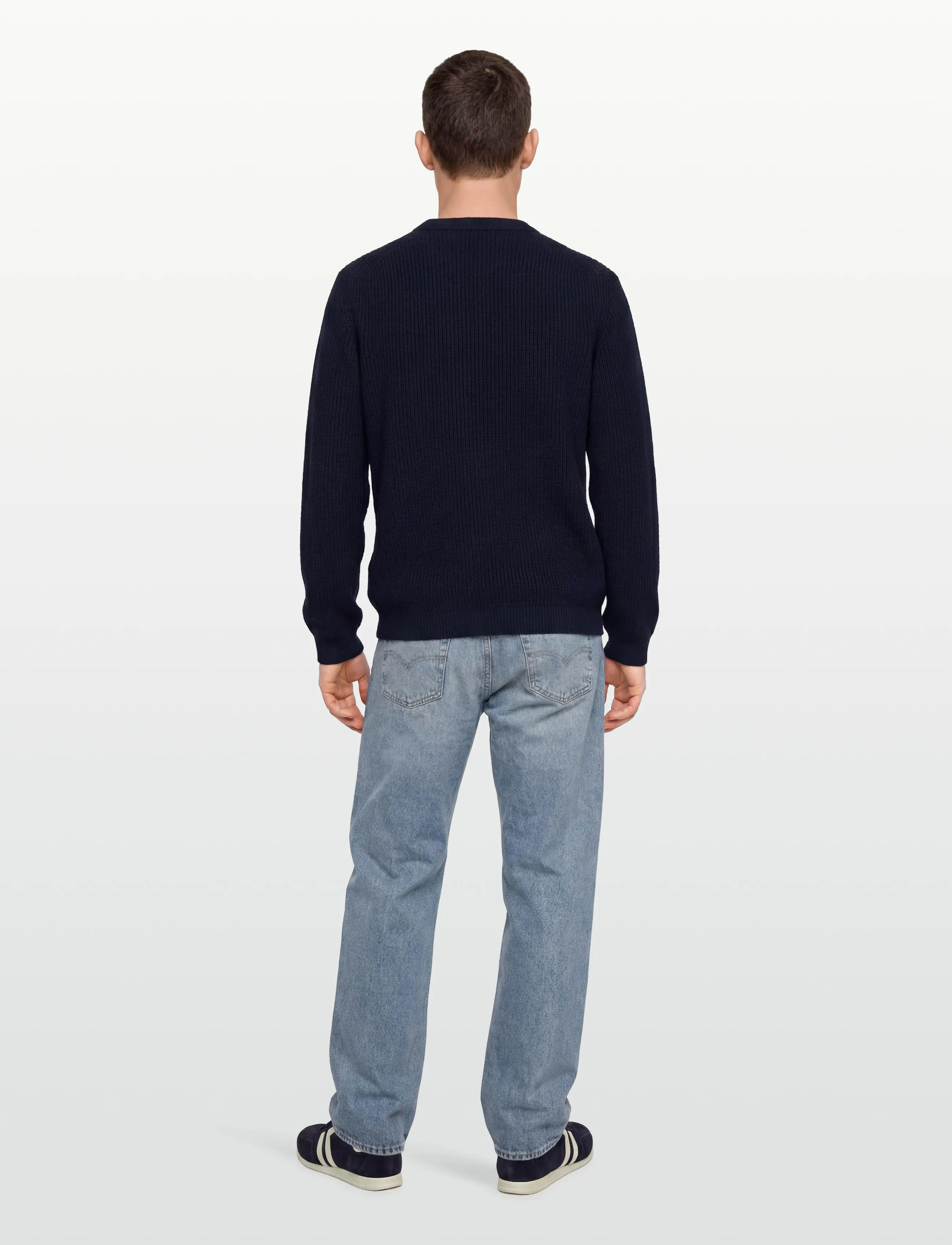 Garment Project - Boxy Cotton Knit - Navy - ronde hals - navy - 4