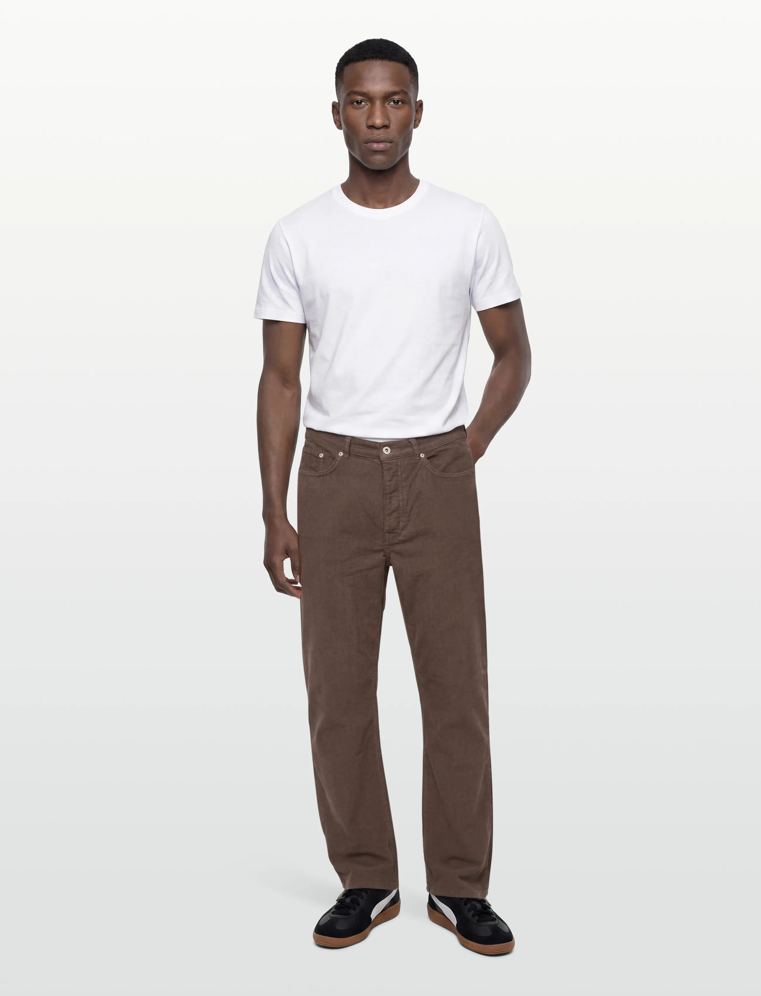 Garment Project Corduroy Five Pocket Loose Fit - El, 29, Brown, Bukser > Afslappet, Herre