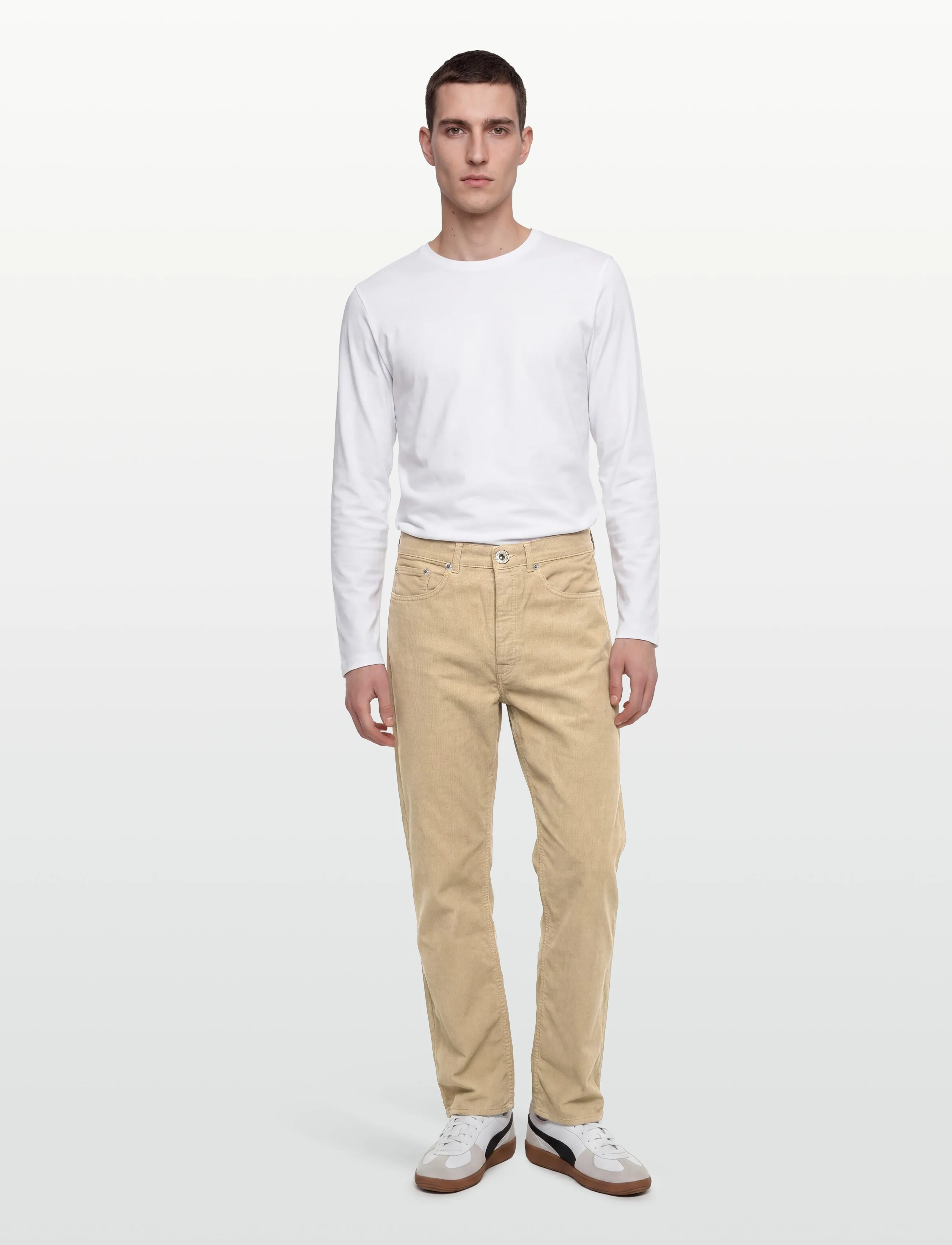 Garment Project Corduroy Five Pocket Loose Fit - Bo, 30, Beige, Bukser > Afslappet, Herre